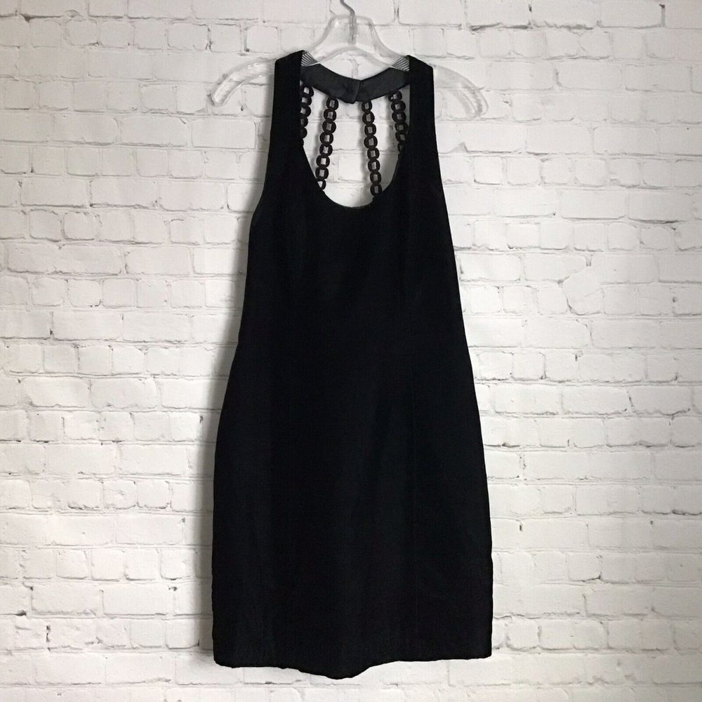 Vintage 90s Miss Ashley California Black Velvet Dress 10 Sleeveless Halter Neck